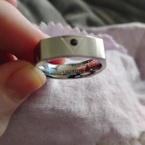 Proposition Love Colbot Man's Wedding Band With Black Diamond Sz 13.5